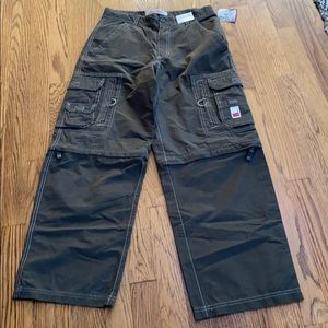 Cargo pants green boys sz16 CRB NWT~ zipoff shorts